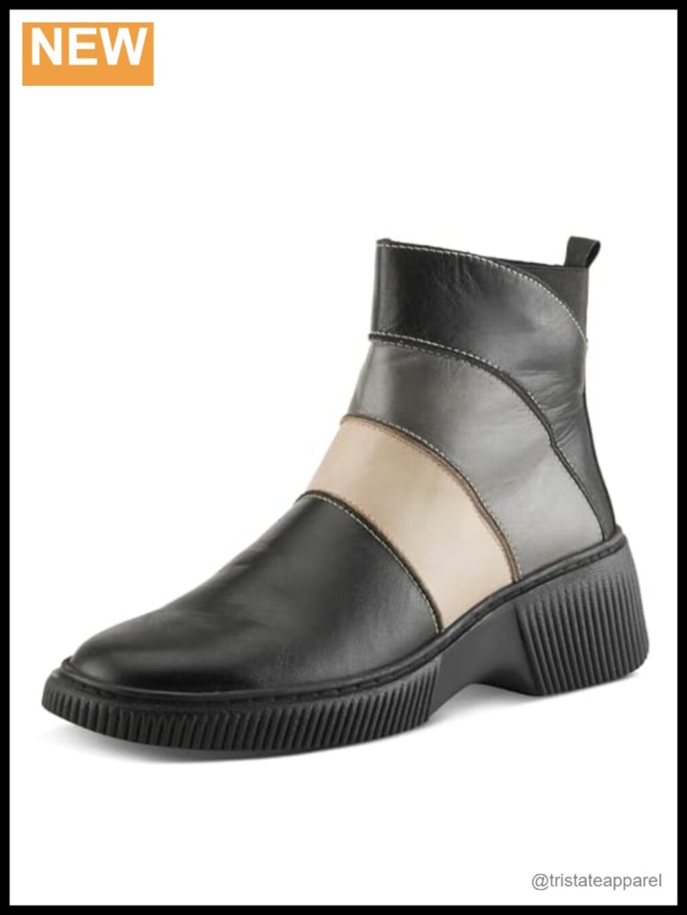 Spring Step Women's Leather Ankle Booties Block Heel Zip Closure Chukka Boot